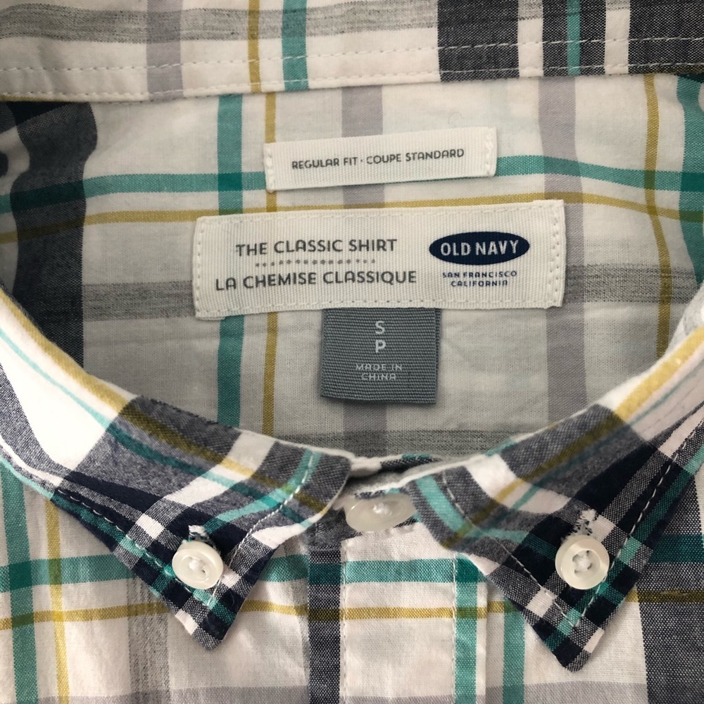 Old Navy Men’s Classic Shirt, Small, Plaid